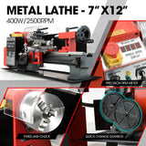 BAUMR-AG 400W Mini Metal Lathe and 350W Mill Drill Press Machine Combo