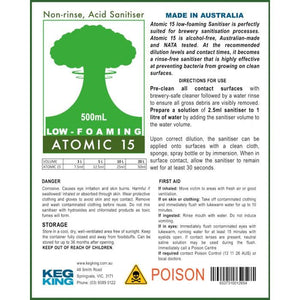 Atomic 15 - Low Foaming Sanitiser 500ml