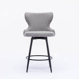 2x Swivel Bar Stools Tufted Counter Chairs with Stud Trim and Metal Base-Dark Grey