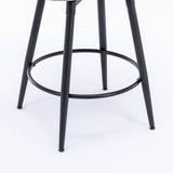 2x Swivel Bar Stools Tufted Counter Chairs with Stud Trim and Metal Base-Dark Grey