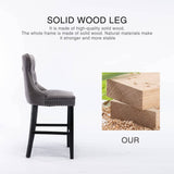 2X Velvet Bar Stools with Studs Trim Wooden Legs Tufted Dining Chairs Kitchen