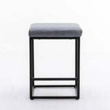 2x Counter Height Bar Stools with Footrest Backless Kitchen Dining Cafe Chair with Thick Cushion & Sturdy Metal Steel Frame-Slate
