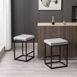 2x Counter Height Bar Stools with Footrest Backless Kitchen Dining Cafe Chair with Thick Cushion & Sturdy Metal Steel Frame-Grey