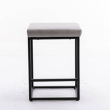 2x Counter Height Bar Stools with Footrest Backless Kitchen Dining Cafe Chair with Thick Cushion & Sturdy Metal Steel Frame-Grey