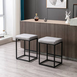 2x Counter Height Bar Stools with Footrest Backless Kitchen Dining Cafe Chair with Thick Cushion & Sturdy Metal Steel Frame-Grey