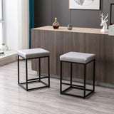 2x Counter Height Bar Stools with Footrest Backless Kitchen Dining Cafe Chair with Thick Cushion & Sturdy Metal Steel Frame-Grey
