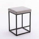 2x Counter Height Bar Stools with Footrest Backless Kitchen Dining Cafe Chair with Thick Cushion & Sturdy Metal Steel Frame-Grey