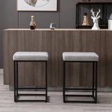 2x Counter Height Bar Stools with Footrest Backless Kitchen Dining Cafe Chair with Thick Cushion & Sturdy Metal Steel Frame-Grey