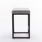 2x Counter Height Bar Stools with Footrest Backless Kitchen Dining Cafe Chair with Thick Cushion & Sturdy Metal Steel Frame-Grey
