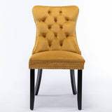 2x Velvet Dining Chairs -Gold