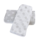 Bubba Blue Grey Polka Dots 2Pk Muslin Wraps 96473