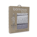 Bubba Blue Ash Grey Safari Bamboo 3pk Muslin Swaddle Wraps BB06592