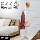 EKKIO 12 Hook Metal Coat Rack Stand with 3-Tier Hat Hanger (White) EK-CRS-100-GQR