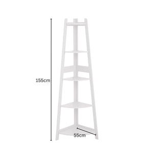 EKKIO 5 Tier Corner Ladder Shelf (White) EK-CLS-101-LR