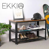 EKKIO 2-Tiers Metal Wood Vintage Shoe Rack EK-MWSR-100-YXH
