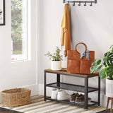 EKKIO 2-Tiers Metal Wood Vintage Shoe Rack EK-MWSR-100-YXH