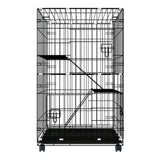 FLOOFI Three-Level Pet Rabbit Bird Cage with Hammock (Black) FI-PRBC-100-XD