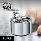 FLOOFI 2L Stainless Steel Pet Water Fountain for Cats and Small Dogs FI-WD-115-FT