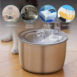 FLOOFI 2L Stainless Steel Pet Water Fountain for Cats and Small Dogs FI-WD-115-FT