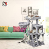 Floofi 104cm Plush Cat Condo Cat Tree Light Grey FI-CT-166-ZZ