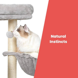 Floofi 155cm Plush Cat Condo Cat Tree Light Grey FI-CT-172-ZZ