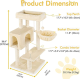 Floofi 97cm Adjustable Base Plush Cat Tree Brown FI-CT-164-ZZ