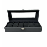 GOMINIMO 6 Slot Watch Box with Transparent Display Window (Black) GO-WO-100-FH