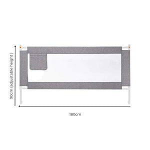 GOMINIMO 90CM Height Adjustable Folding Kids Safety Bed Rail (180X90CM Single Side 1 PCS, Grey) GO-SBR-101-JL