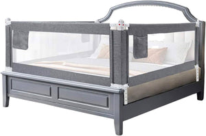 GOMINIMO 98CM Height Adjustable Folding Kids Safety Queen Size Bed Rail Set (1pcs 150X98CM + 2pcs 200X98CM, Grey)