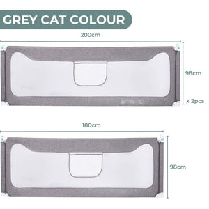 GOMINIMO 98CM Height Adjustable Folding Kids Safety King Size Bed Rail Set (1pcs 180X98CM + 2pcs 200X98CM, Grey) GO-SBR-104-JL/GO-SBR-104-SM