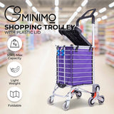 GOMINIMO Foldable Aluminum Shopping Trolley Cart with Wheels and Lids (Purple and Silver) GO-STY-103-XR