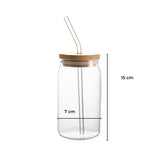 GOMINIMO 6 Pcs Clear Drinking Glasses with Bamboo Lids and Glass Straw(16 Oz ) GO-DG-100-FH