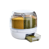 GOMINIMO 6 in 1 Rotating 360ｰ Grain Dispenser with Lid (White) GO-FD-108-LZ
