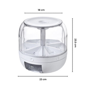 GOMINIMO 6 in 1 Rotating 360ｰ Grain Dispenser with Lid (White) GO-FD-108-LZ