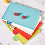 GOMINIMO Set of 4 Chopping Board with Index Color Coded Food Icon and Dark Grey Stand GO-CCB-101-RC