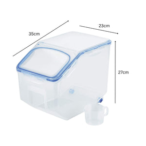 GOMINIMO Multipurpose Food Storage Container with Lids and Cup for Pet Food or Rice Grains (Clear/Blue) GO-FSC-100-JBY