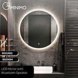 GOMINIMO LED Mirror with Bluetooth Speaker 800mm Round GO-BM-103-JR