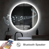 GOMINIMO LED Mirror with Bluetooth Speaker 800mm Round GO-BM-103-JR