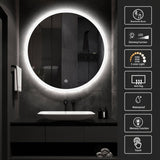 GOMINIMO LED Mirror with Bluetooth Speaker 800mm Round GO-BM-103-JR