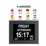 GOMINIMO Day Date Calendar Clock Dementia Clock Digital Alarm Clock with Large LCD Screen (Black) GO-DDC-101-JSC