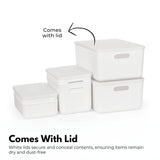 GOMINIMO 6 Pieces Plastic Storage Bins with 4 Lids (Beige)GO-SBI-100-CYP