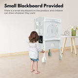 EKKIO Folding Kitchen Kids Step Stool with Chalkboard- Saturn, Moon, Square and Star Shape Design (White) EK-KSS-100-LFA