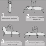 KILIROO Folding Camping Cot Bed 600D Oxford Fabric with Removable Pillow (Navy Blue) KR-CC-100-KX