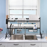 GOMINIMO Dish Drying Rack Over Sinks Adjustable 85-105cm (Black) GO-DDR-100-JD