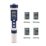 NOVEDEN 5 in 1 Digital Water Quality Test Meter(White+Blue)NE-PHM-100-JQ