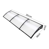 NOVEDEN Window Door Awning Canopy Outdoor UV Patio Rain Cover Clear White 1M X 3M Type 3 NE-AG-106-SU