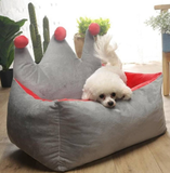 Floofi Pet Bed Crown Shape (M Grey Yellow) - PT-PB-210-RN
