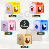 Floofi Pet House Wooden Cat Paw Shape Hole (Yellow) PT-PH-205-YS