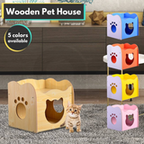 Floofi Pet House Wooden Cat Paw Shape Hole (Yellow) PT-PH-205-YS