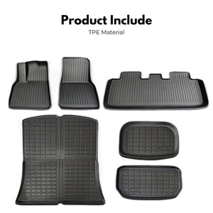 RYNOMATE Set of 6 Tesla Model-Y Floor Mats (Black) RNM-CM-100-BJ
